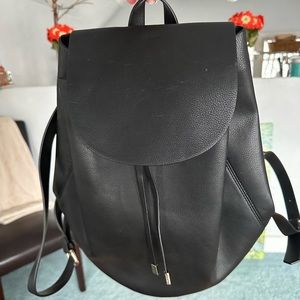 Zara black faux leather drawstring backpack